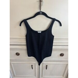 Wolford Medium Scoop Neck Bodysuit Black Stretch Sleeveless Snap Close Cotton